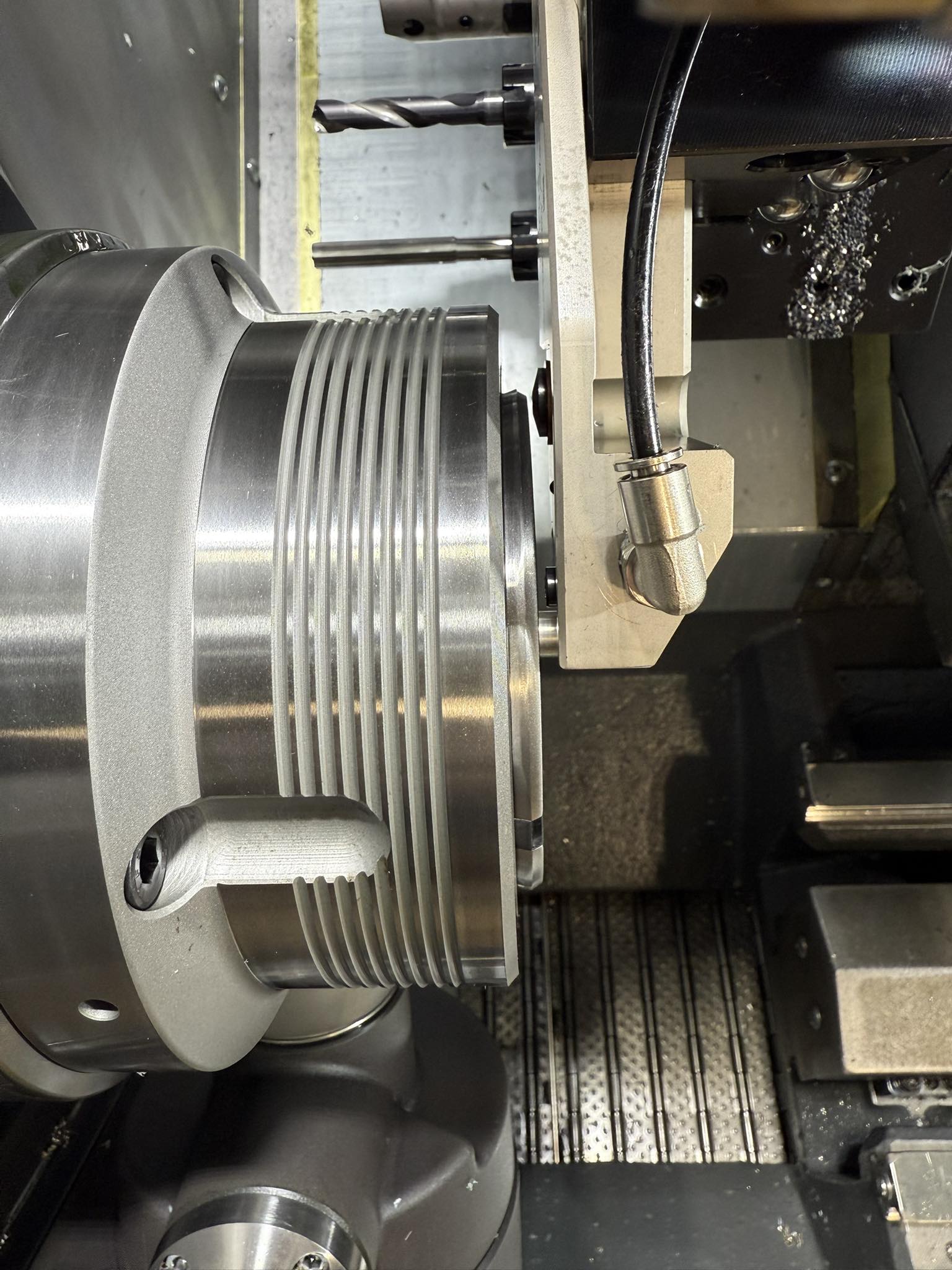 close-up view of machine shop tooling